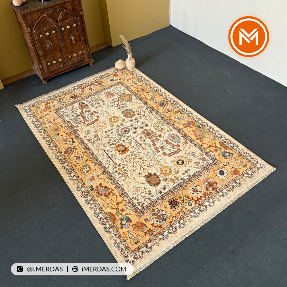 فرش کهنه نما کد 22215 زمینه تمام رنگ